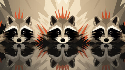 Wall Mural - Abstract Image Pattern Background, Raccoons, Texture, Wallpaper, Background, Cell Phone Cover and Screen, Smartphone, Computer, Laptop, 16:9 Format - PNG