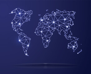 Wall Mural - polygonal digital network world map