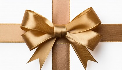 gold gift ribbon and bow cross shape isolated background vertical png file