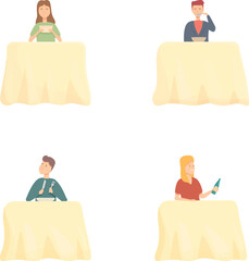 Poster - Collection of four cartoon illustrations featuring different characters engaged in work at their desks