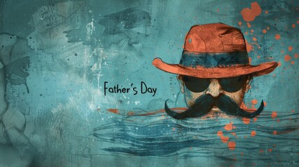Father's Day card featuring a boater hat and quirky mustache. 