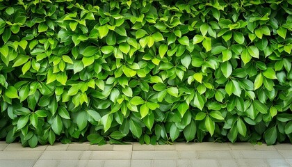 Wall Mural - green leaf hedge wall for background panorame