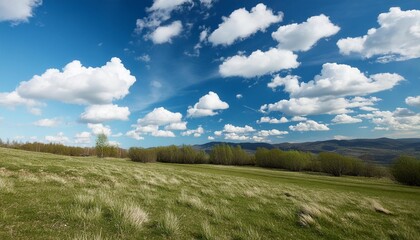 Canvas Print - blue sky with white clouds in springtime