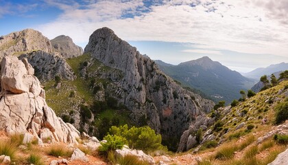 Wall Mural - puig de sraguila in mallorca a rugged mountain offering scenic hiking trails and panoramic views