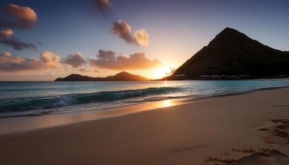 Poster - beautiful sunrise at lanikai beach in kailua