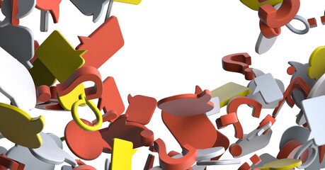 Poster - touching 3D rendering flying email icon with his fin