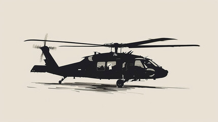 Wall Mural - Line Art Drawing of a Blackhawk Helicopter
