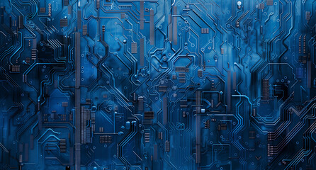 Wall Mural - Blue Circuit Board Digital Background