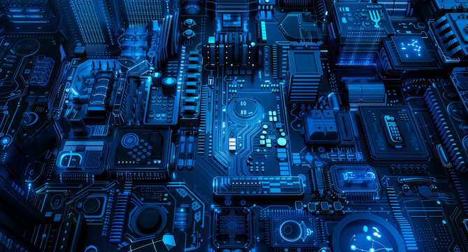 Blue Circuit Board Digital Background