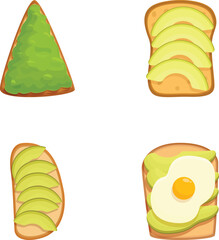 Poster - modern and simple avocado toast illustration set with editable vector elements, perfect for showcasi