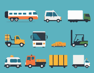 Ensemble d’illustrations de vecteurs plats de transport de marchandises et d’aliments