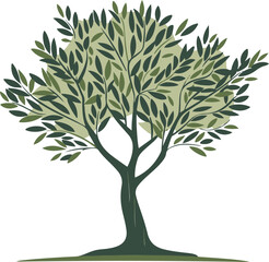 Sticker - Vector Illustration of an Olive Tree Symbolizing Growth and Peace