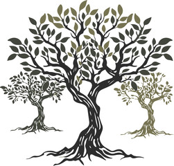 Wall Mural - Vector Illustration of Trees: Growth and Life