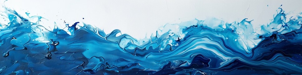 Abstract blue wave background with a splash of water, isolated on white. Minimalistic concept banner for design