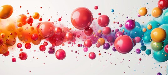 Wall Mural - Colorful balls flying in the air on a white background