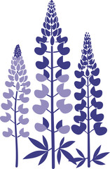 Canvas Print - Digital Illustration of Purple Lupine Flowers Symbolizing Growth and Nature