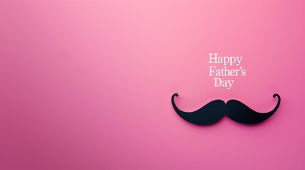 Wall Mural - Happy Father's Day text with 'DAD' in white and a black mustache on a magenta solid background. 