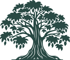 Sticker - Silhouette of Majestic Tree Symbolizing Growth and Nature