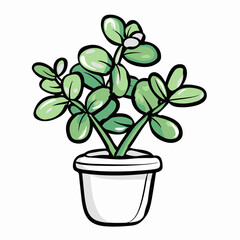 Poster - Illustrated Potted Plant With Vibrant Green Leaves Representing Growth and Nature