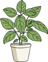 Poster - Modern Cartoon Potted Plant Symbolizing Growth and Nature