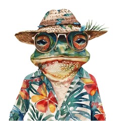 Wall Mural - Frog tropical fashion