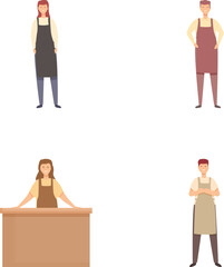 Poster - Illustration collection featuring diverse professionals in uniform, including a desk worker and a standing man