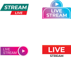 Poster - Dynamic and vibrant live stream logo set with modern, colorful, and customizable multimedia icons for online video streaming and digital broadcasting on web and network platforms