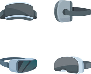 Poster - Collection of stylized vr glasses for immersive experience, various angles on a clean background