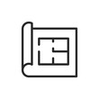 © Tatiana - Floor plan, linear style icon. Sheet with architectural drawing. Editable stroke width