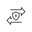 © Tatiana - Secure transaction, linear style icon. Secure exchange. arrows surrounding a shield with a lock, secure online transactions and data protection. Editable stroke width.