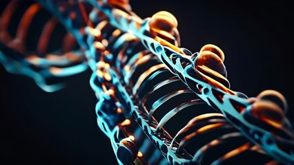Poster - DNA structure model on black background. Abstract background