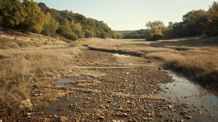 Riverbed devoid of water due to drought