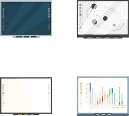 Poster - Four vector illustrations of computer monitors showcasing different screen displays including charts and diagrams