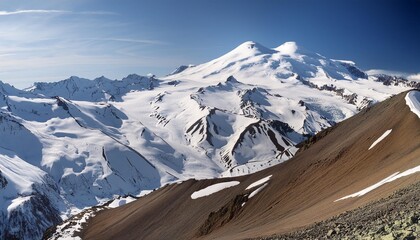 Wall Mural - panorama of winter mountains in caucasus region elbrus mountain