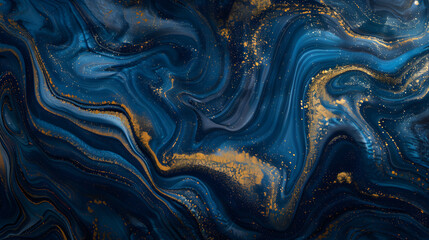 Abstract Blue and Gold Painting. background for phone wallpaper. marble pattern with swirls 
