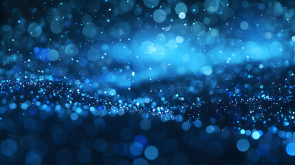Wall Mural - Abstract blue glowing particles background with bokeh effect. digital technology concept design 