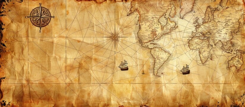 Vintage old sea map background.