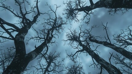 Bare branched trees under a winter sky