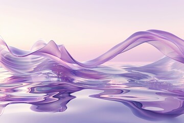 Poster - A digital rendering of a flowing purple fabric landscape, bathed in soft light. Generative AI