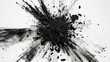 © CoffeeeCraze - Dynamic black powder explosion on a white background, capturing the energetic burst and contrasting colors. This abstract art piece is ideal for creative design projects and visual effects.