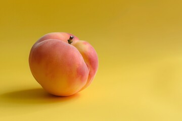 Wall Mural - A vibrant peach on a solid yellow background