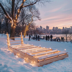 Sticker - Slide into Winter: Explore Snowy Parks with Our Compact, Collapsible Sled