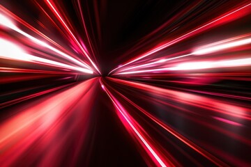 Wall Mural - Speed motion blur background. Red black Neon Lights Burst into the Future - Generativ AI