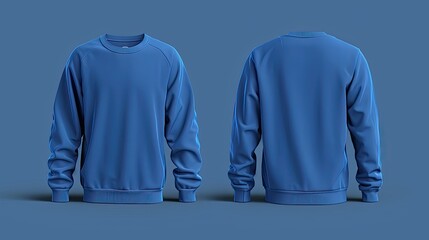 blue Long Sleeved Shirt Design Template back and front 