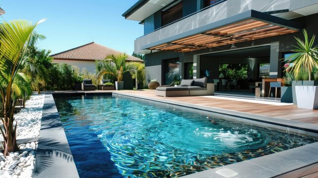 A beautiful modern pool in luxury villa