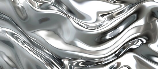 Poster - 3d render of abstract liquid silver chrome texture background.