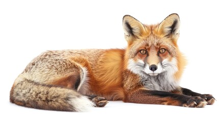 Wall Mural - Fox full body clearly photo on white background , 