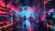© Ziyan Yang - Metaverse digital world, Metaverse digital world cyberspace background, neon colorful global world in cyberspace