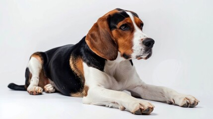 Poster - Beaglier on white background ,