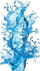 Poster - A splash of azure liquid on white, a beautiful art painting in electric blue
